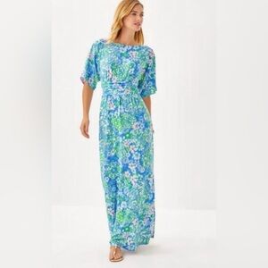 Lilly Pulitzer—NWT—Floral Blue and Green Maxi Dress